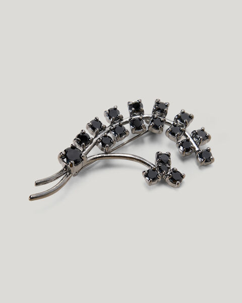 Crystal Floral Vine Lapel Pin, Gunmetal, hi-res